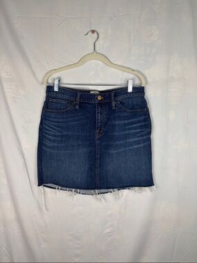 J. Crew Dark Blue Denim Mini Skirt with Raw Hem